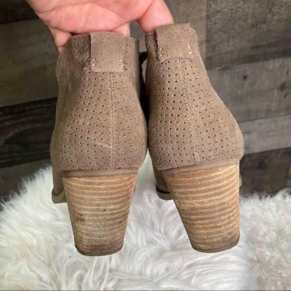 Dolce Vita Janie Perforated Ankle Boots Dark Taupe Suede Booties - Picture 7 of 11